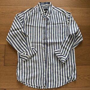 Bruun & Stengade Valencia Casual Slim Fit Linen Shirt - Blue/White - Size Small